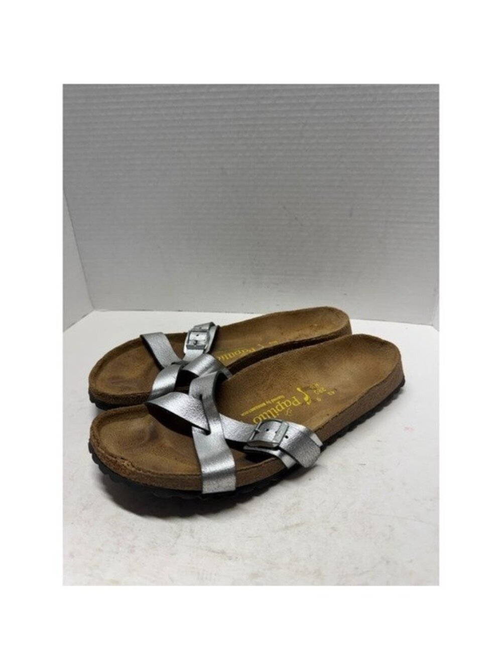 Papillio Birkenstock Tabora Metallic Silver Cross Strap Sandals EU 43 L12 M10